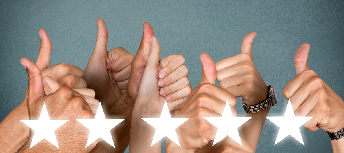 5 star rating with thumbs uup
